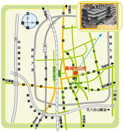 員林市公所交通位置圖