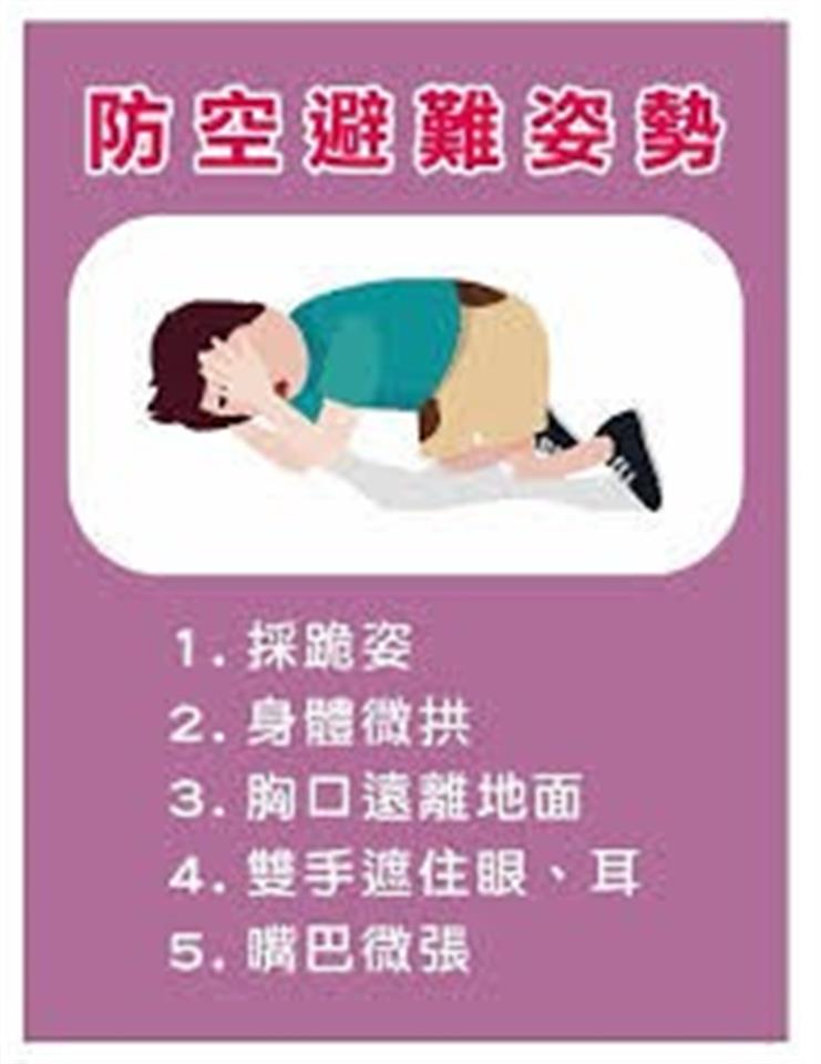 防空避難宣導避難姿勢圖片