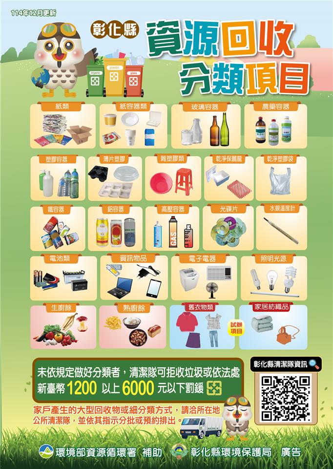 清潔隊業務宣導專區彰化縣資源回收分類項目(11412更新)